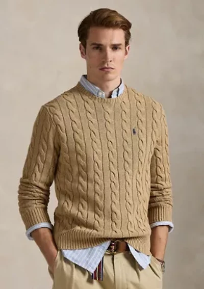 Cotton Cable Knit Driver Long Sleeve Sweater