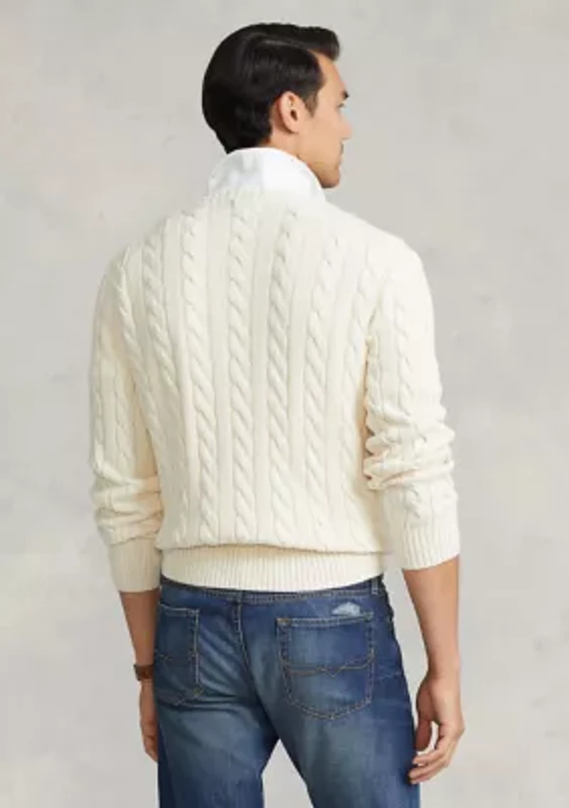 Cotton Cable Knit Driver Long Sleeve Sweater
