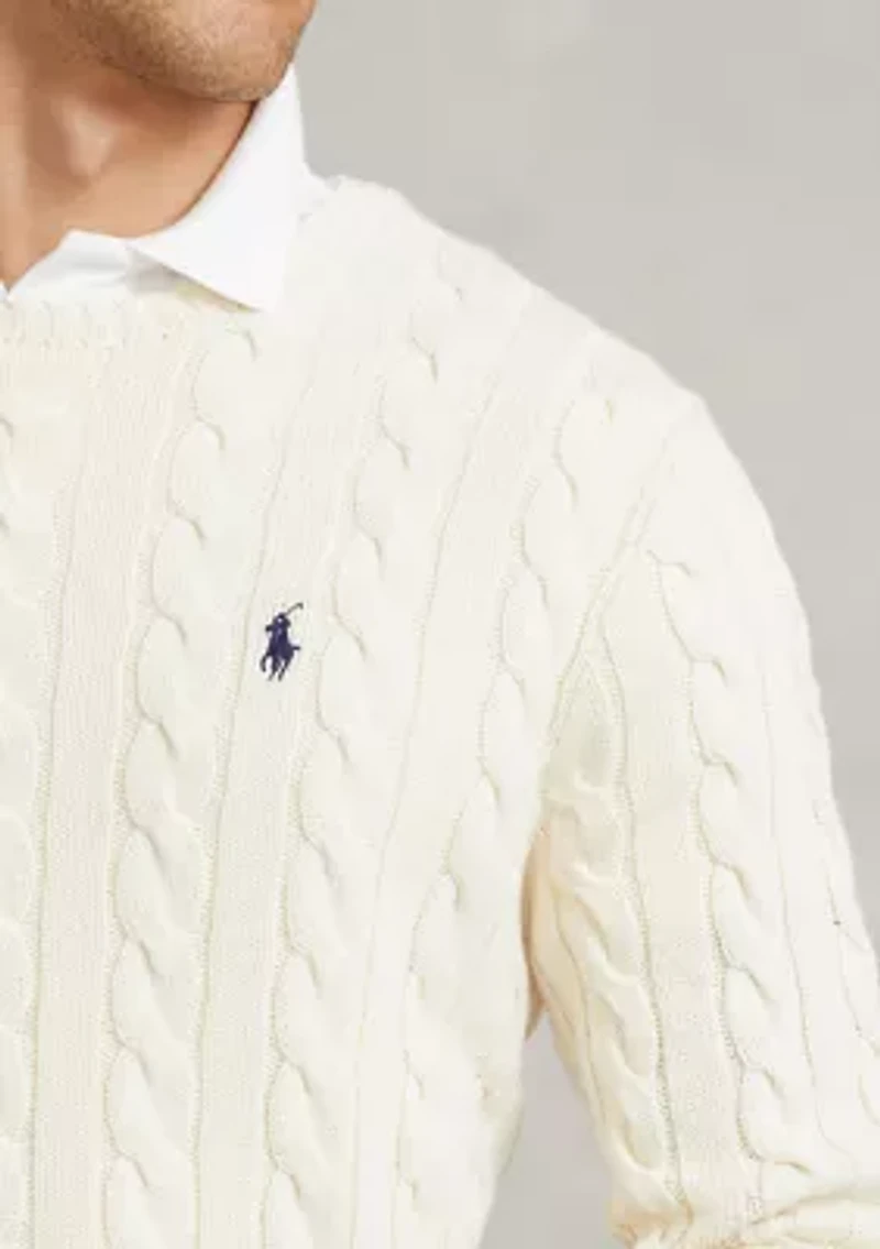 Cotton Cable Knit Driver Long Sleeve Sweater