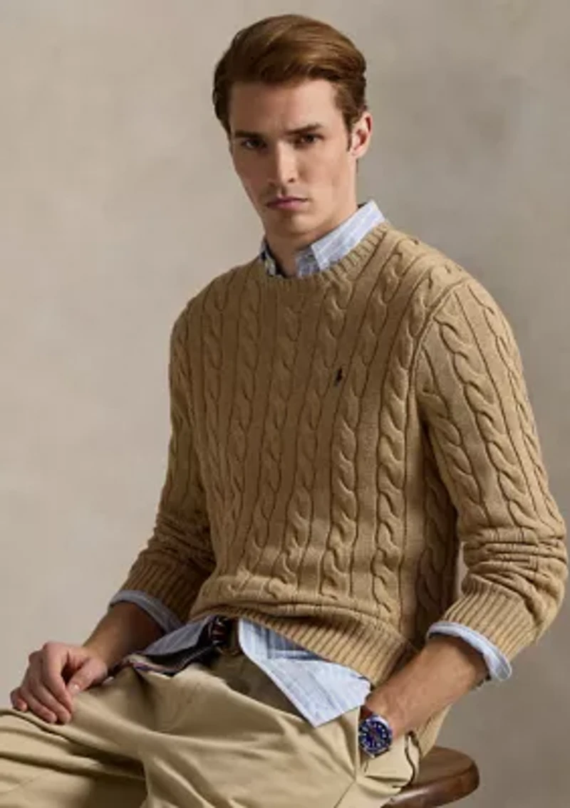 Cotton Cable Knit Driver Long Sleeve Sweater
