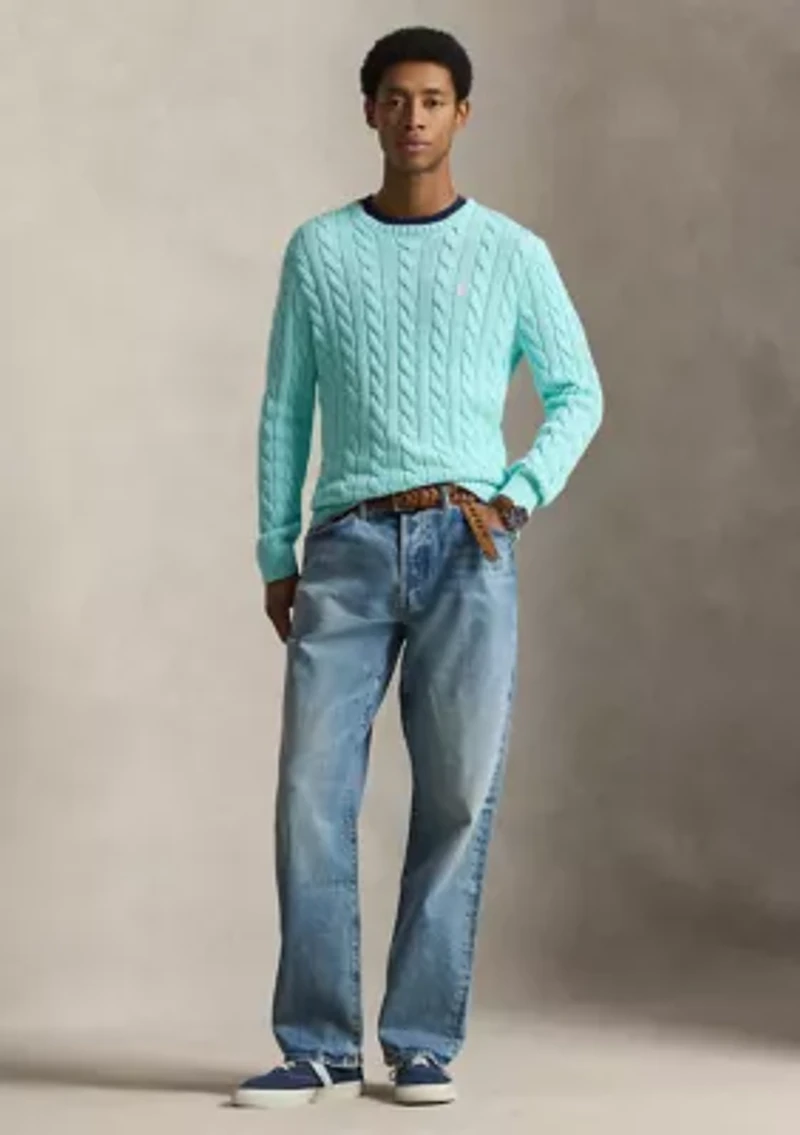 Cotton Cable Knit Driver Long Sleeve Sweater