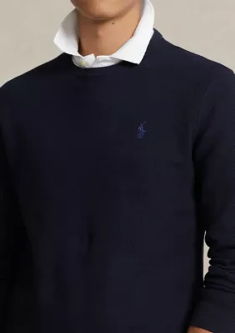 Textured Cotton Crew Neck Sweater