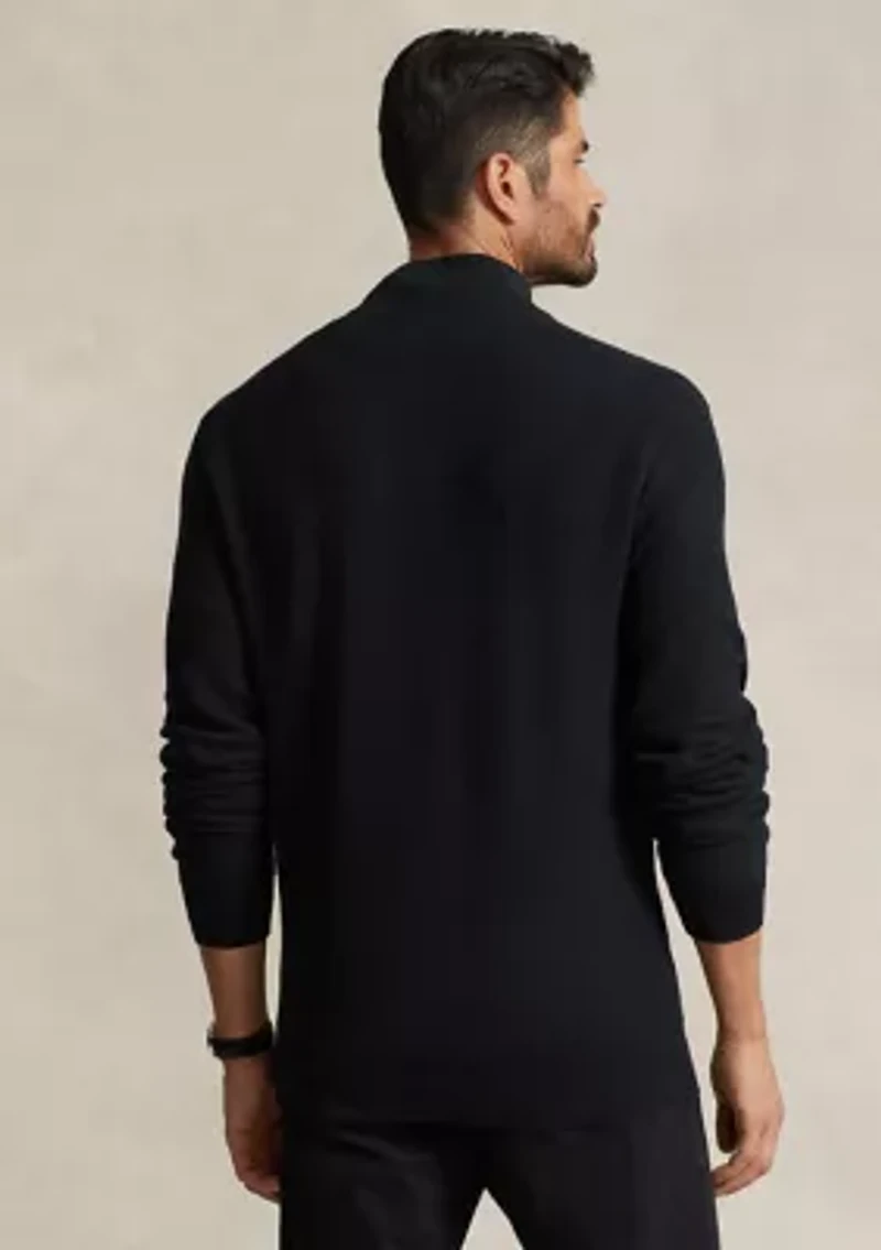 Big & Tall Mesh Knit Cotton Quarter Zip Sweater