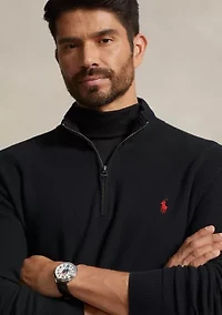 Big & Tall Mesh Knit Cotton Quarter Zip Sweater