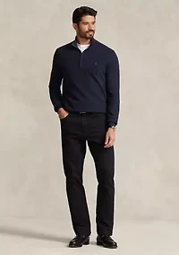 Big & Tall Mesh Knit Cotton Quarter Zip Sweater
