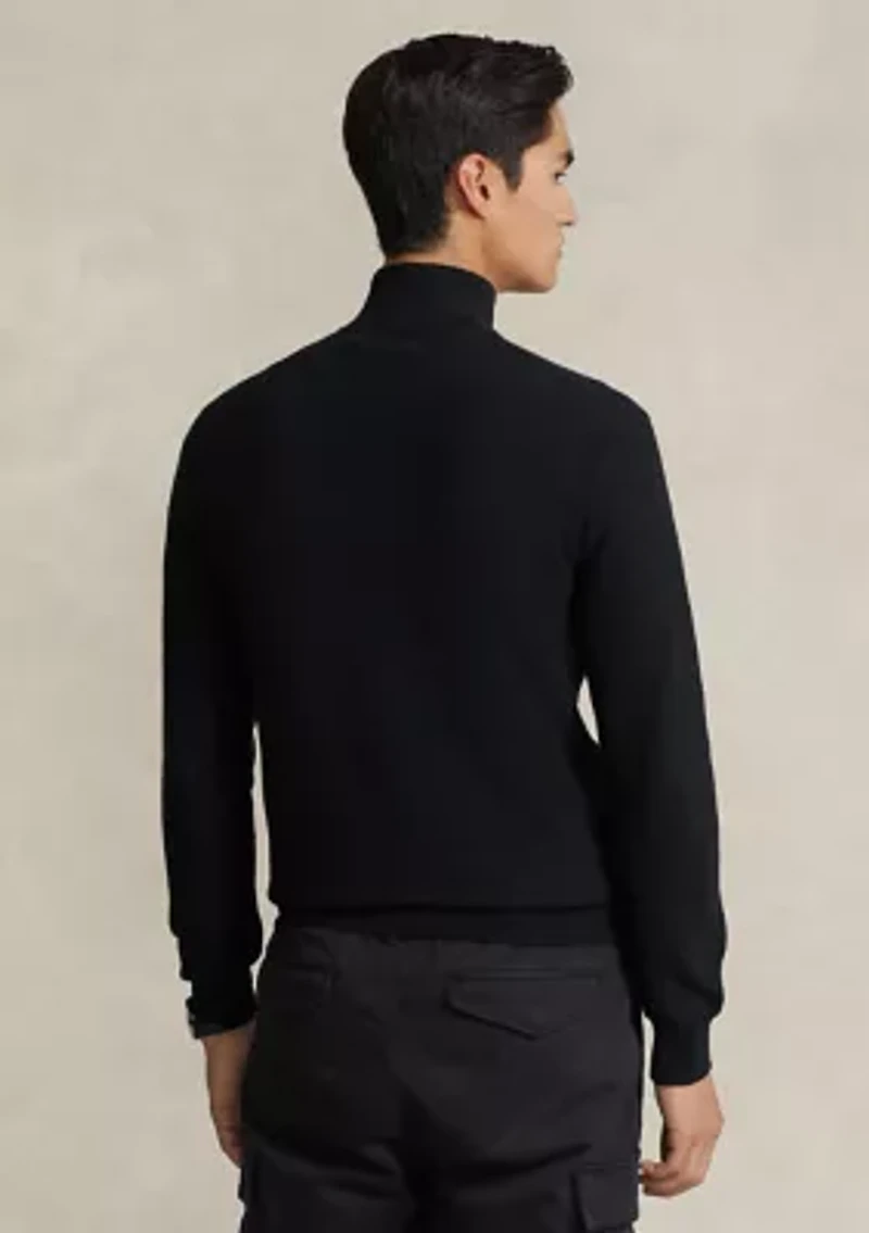 Mesh Knit Cotton Quarter Zip Sweater
