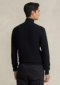 Mesh Knit Cotton Quarter Zip Sweater