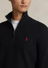 Mesh Knit Cotton Quarter Zip Sweater