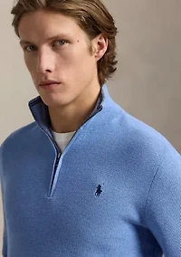 Mesh Knit Cotton Quarter Zip Sweater