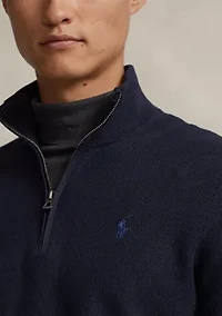 Mesh Knit Cotton Quarter Zip Sweater