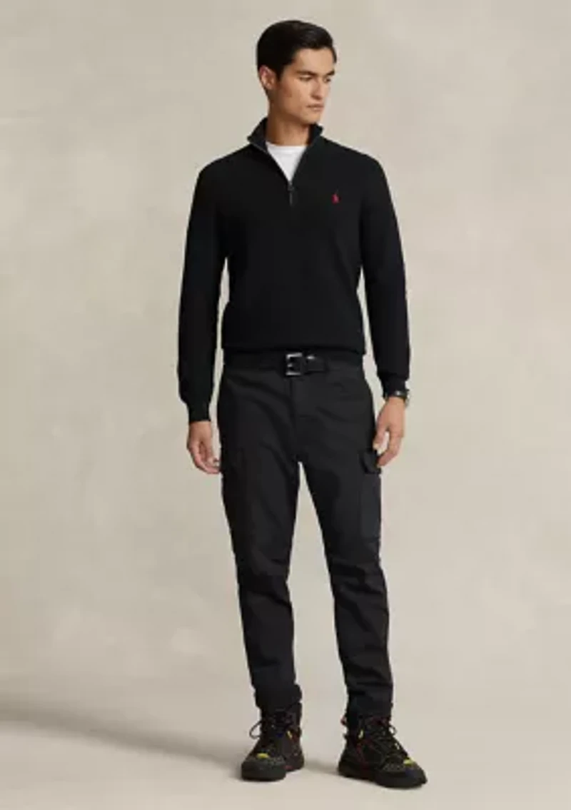 Mesh Knit Cotton Quarter Zip Sweater