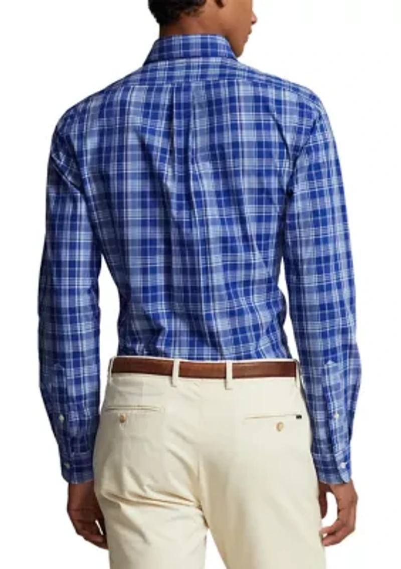 Classic Fit Plaid Stretch Poplin Shirt