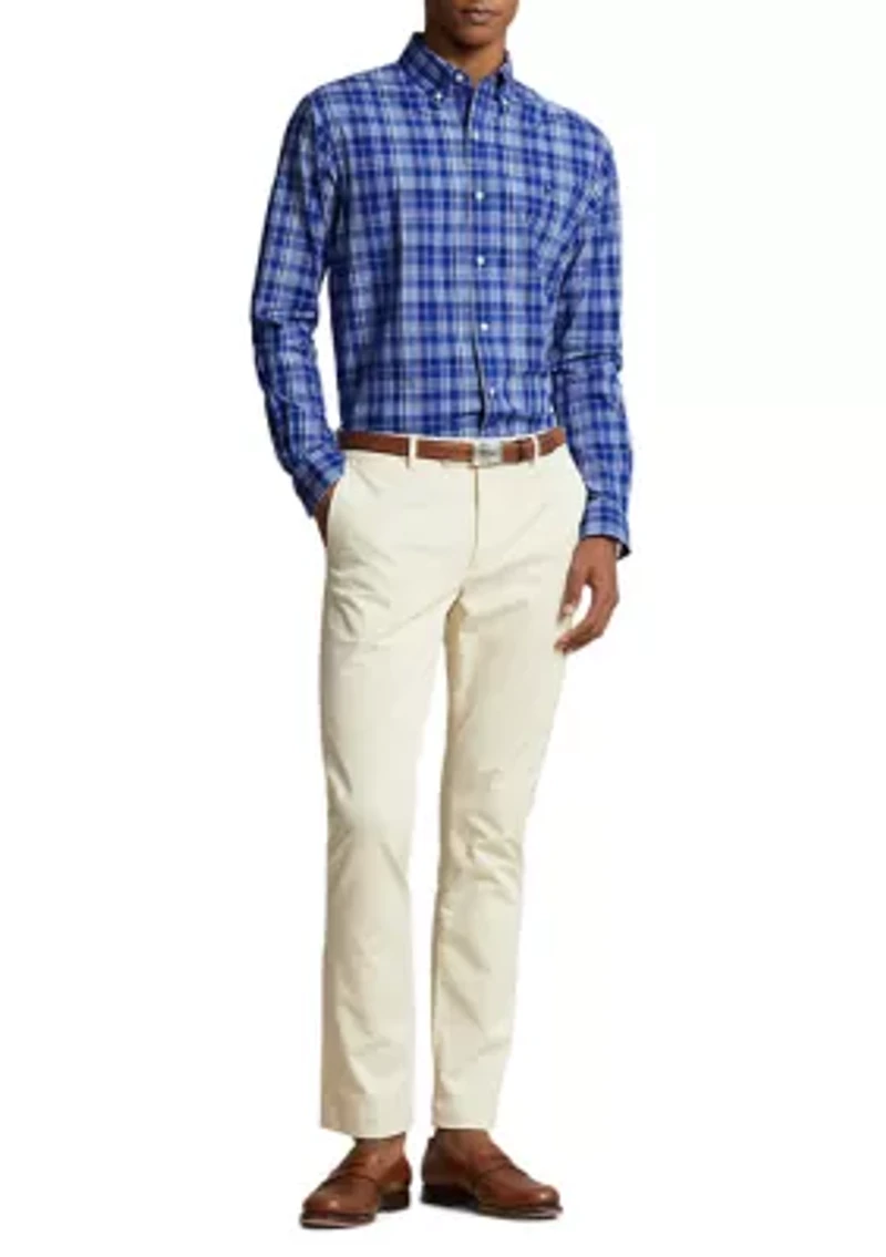 Classic Fit Plaid Stretch Poplin Shirt