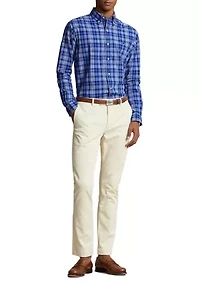 Classic Fit Plaid Stretch Poplin Shirt
