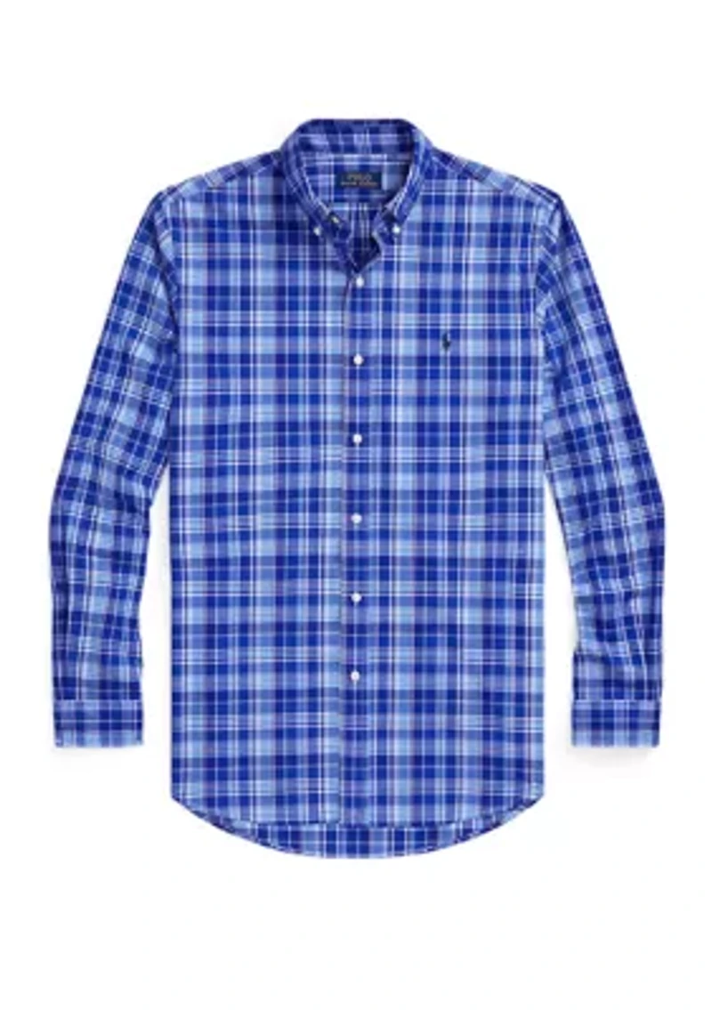 Classic Fit Plaid Stretch Poplin Shirt