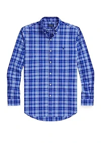 Classic Fit Plaid Stretch Poplin Shirt
