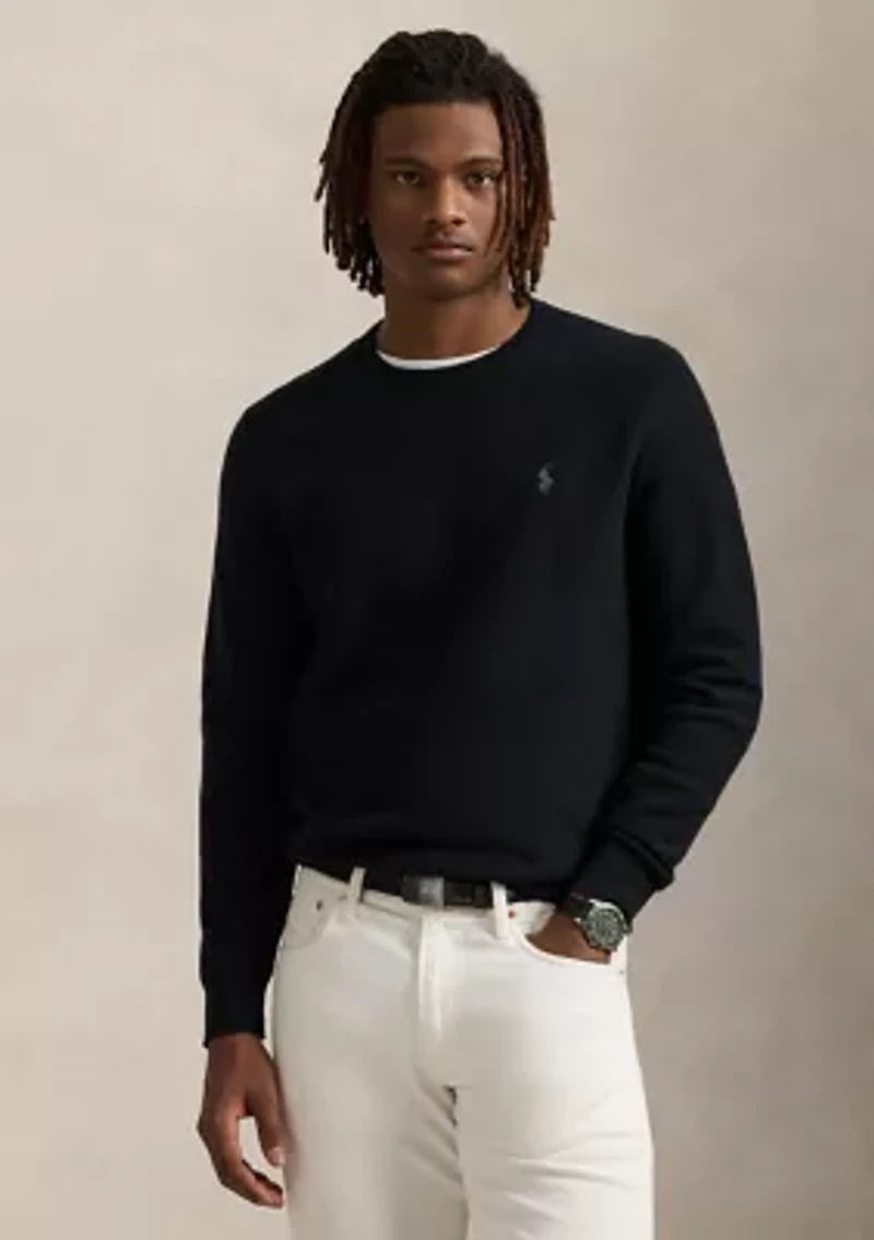 Textured Cotton Crew Neck Sweater