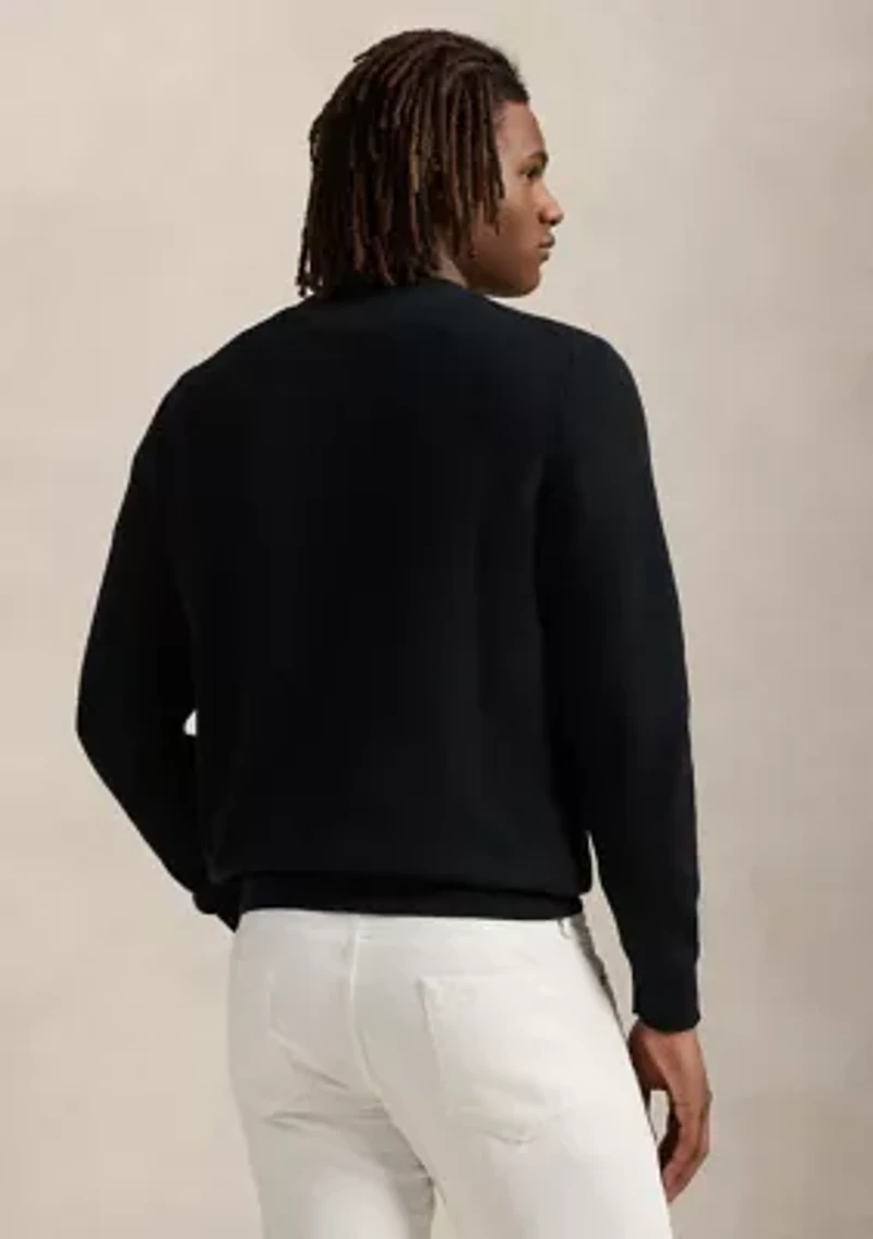 Textured Cotton Crew Neck Sweater