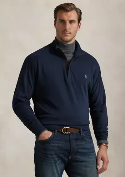 Big & Tall Luxury Jersey Quarter-Zip Pullover