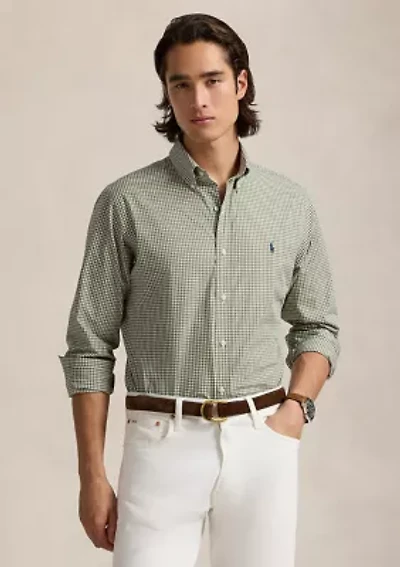 Classic Fit Gingham Stretch Poplin Shirt