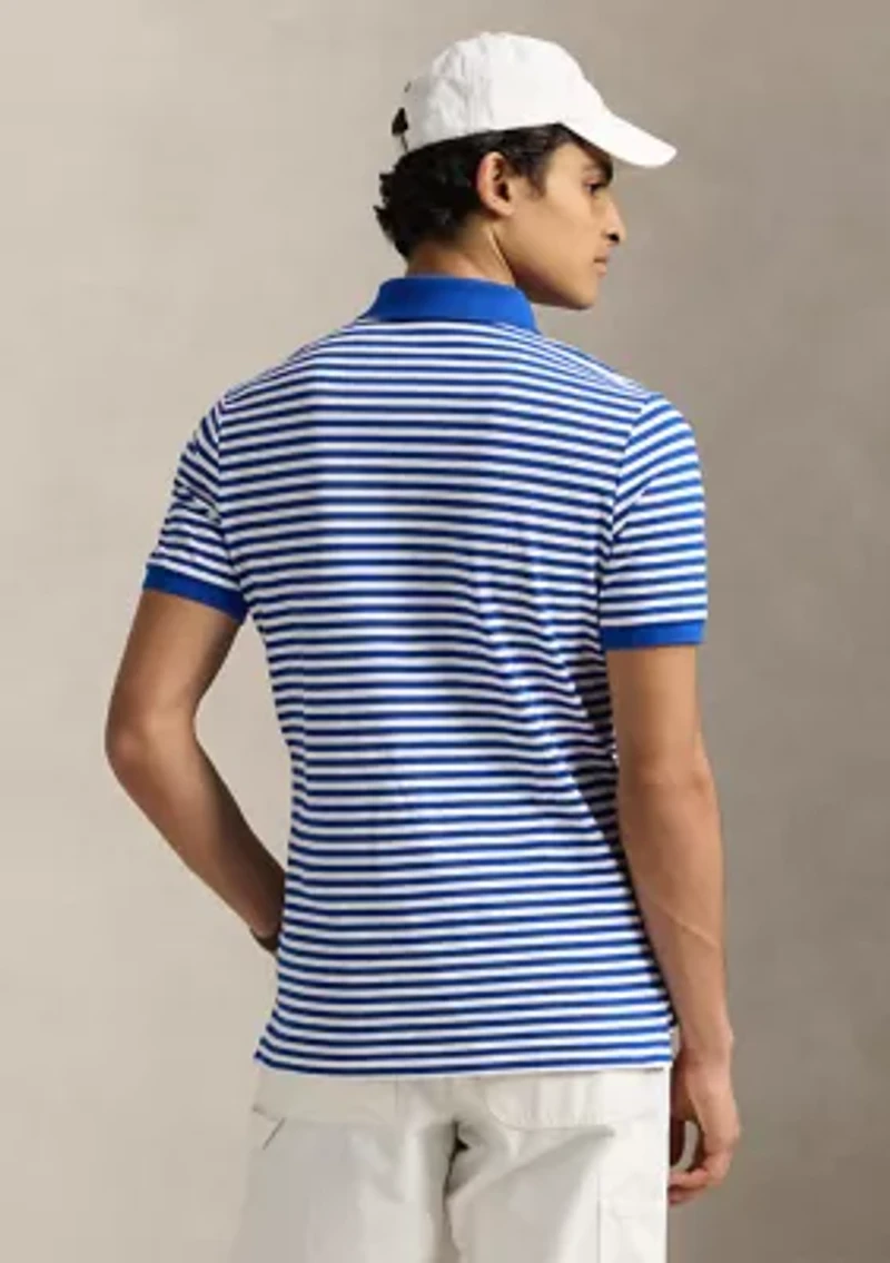 Classic Fit Striped Mesh Polo Shirt