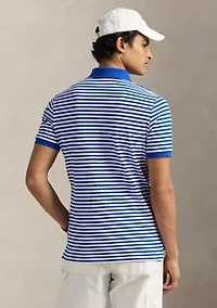 Classic Fit Striped Mesh Polo Shirt