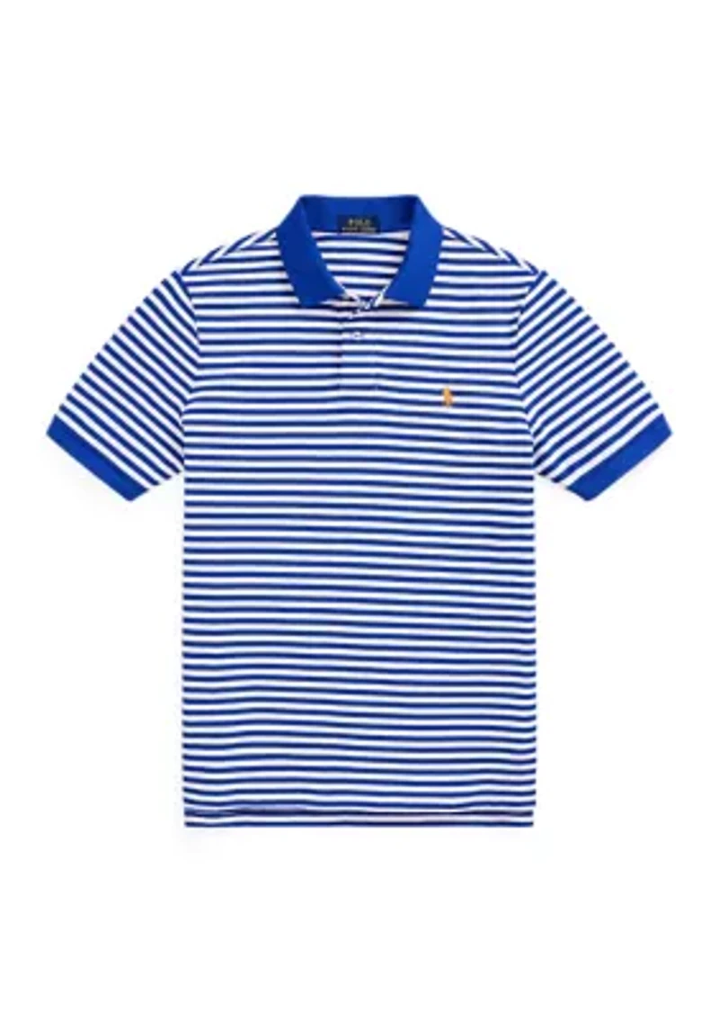 Classic Fit Striped Mesh Polo Shirt