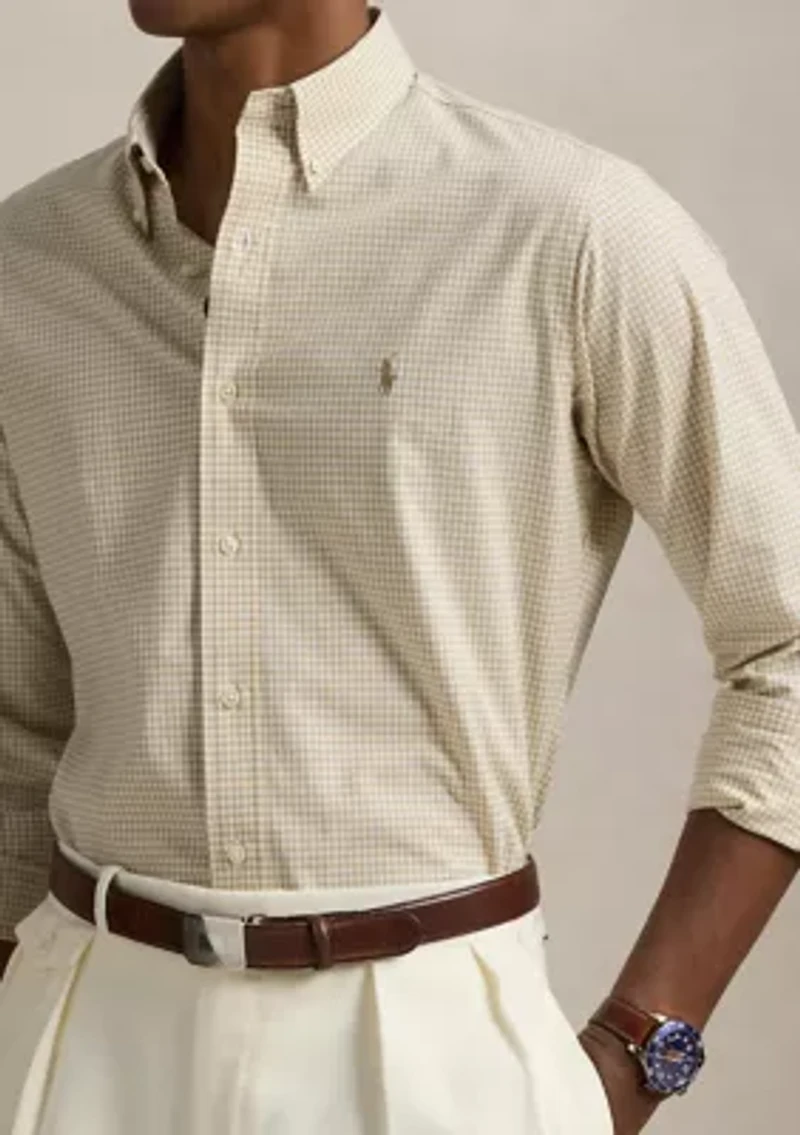 Classic Fit Gingham Stretch Poplin Shirt