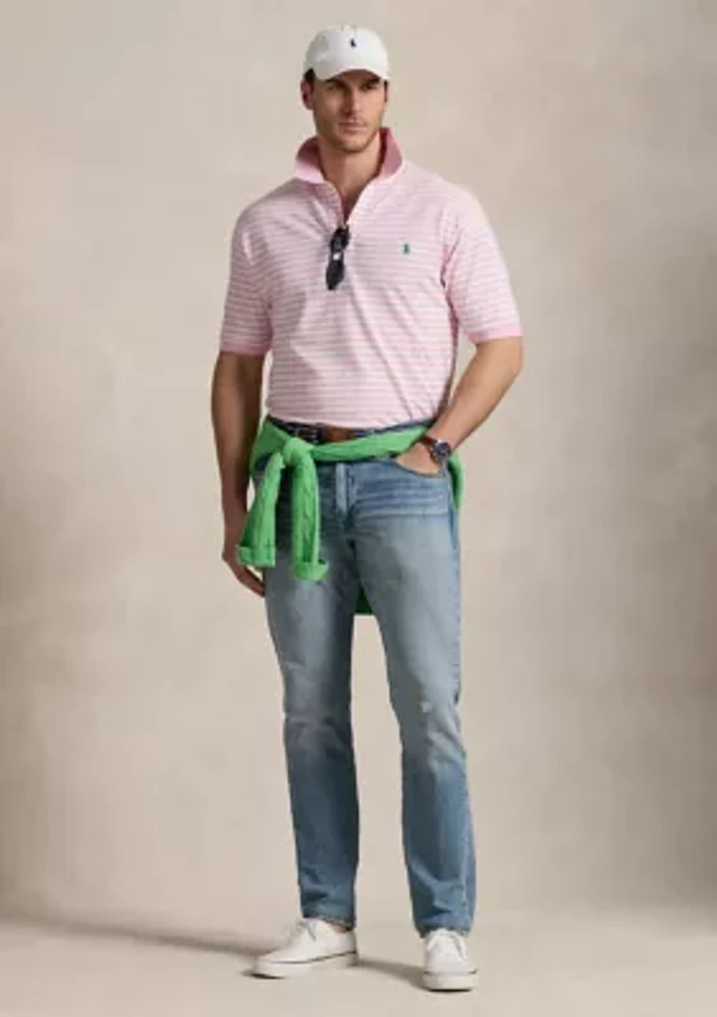 Big & Tall Striped Mesh Polo Shirt