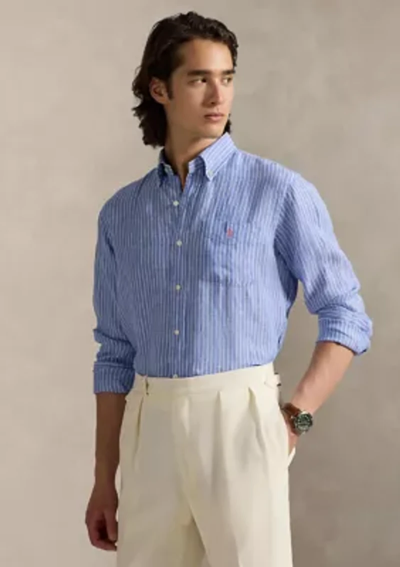 Classic Fit Striped Linen Shirt