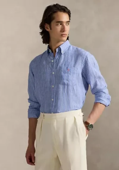 Classic Fit Striped Linen Shirt