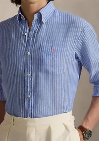 Classic Fit Striped Linen Shirt