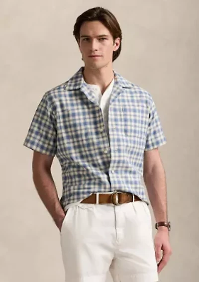 Classic Fit Plaid Oxford Camp Work Shirt