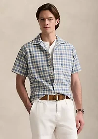 Classic Fit Plaid Oxford Camp Work Shirt