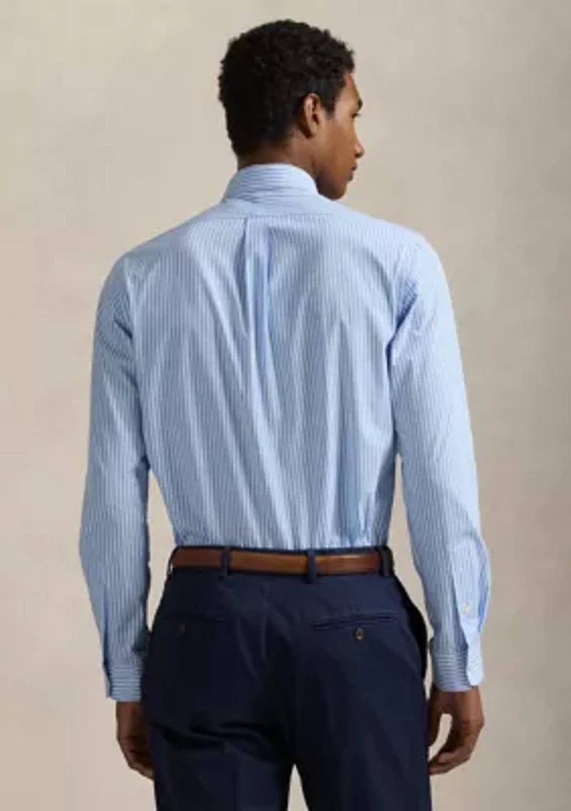 Classic Fit Striped Stretch Poplin Shirt
