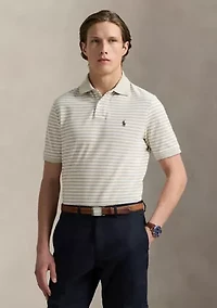Classic Fit Striped Mesh Polo Shirt
