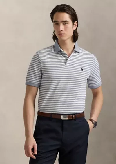 Classic Fit Striped Mesh Polo Shirt