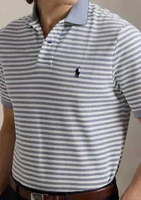 Classic Fit Striped Mesh Polo Shirt