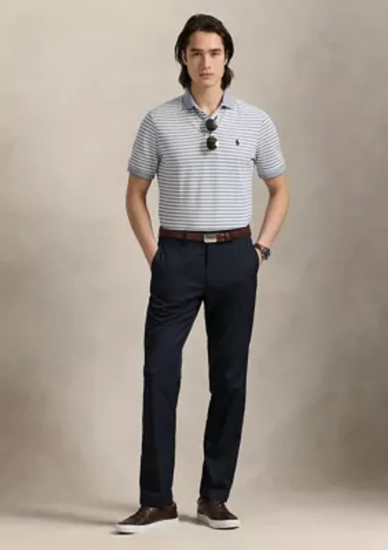 Classic Fit Striped Mesh Polo Shirt