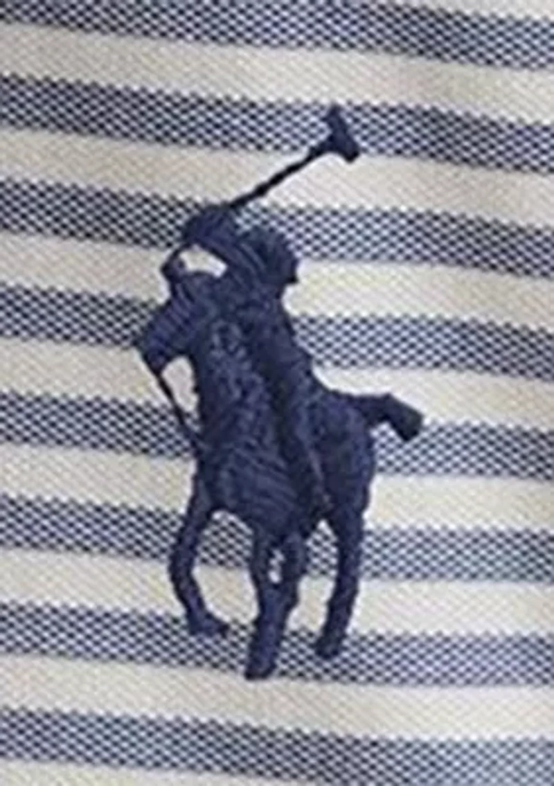 Classic Fit Striped Mesh Polo Shirt