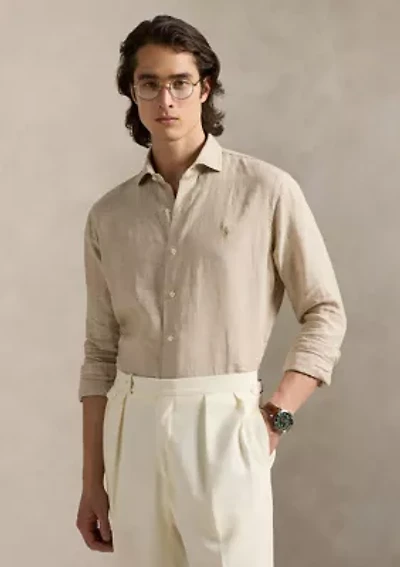 Classic Fit Houndstooth Linen Shirt