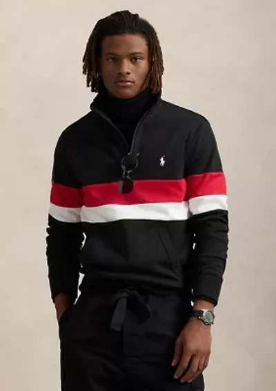 Striped Interlock Quarter-Zip Pullover