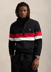 Striped Interlock Quarter-Zip Pullover