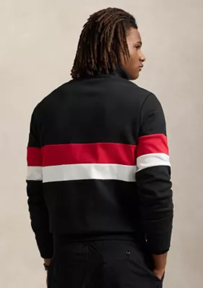 Striped Interlock Quarter-Zip Pullover