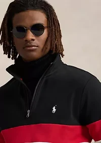 Striped Interlock Quarter-Zip Pullover