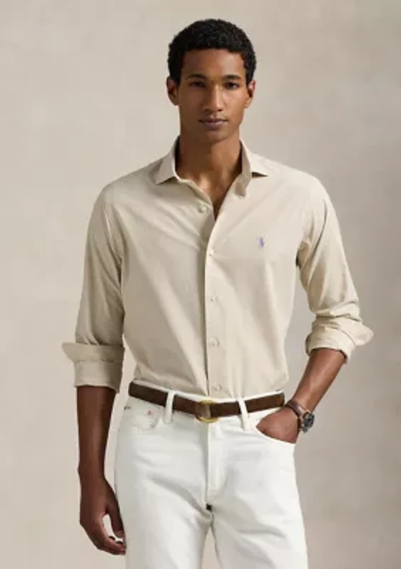 Classic Fit Plaid Stretch Poplin Shirt