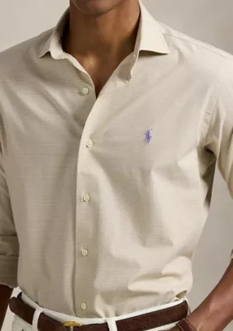 Classic Fit Plaid Stretch Poplin Shirt