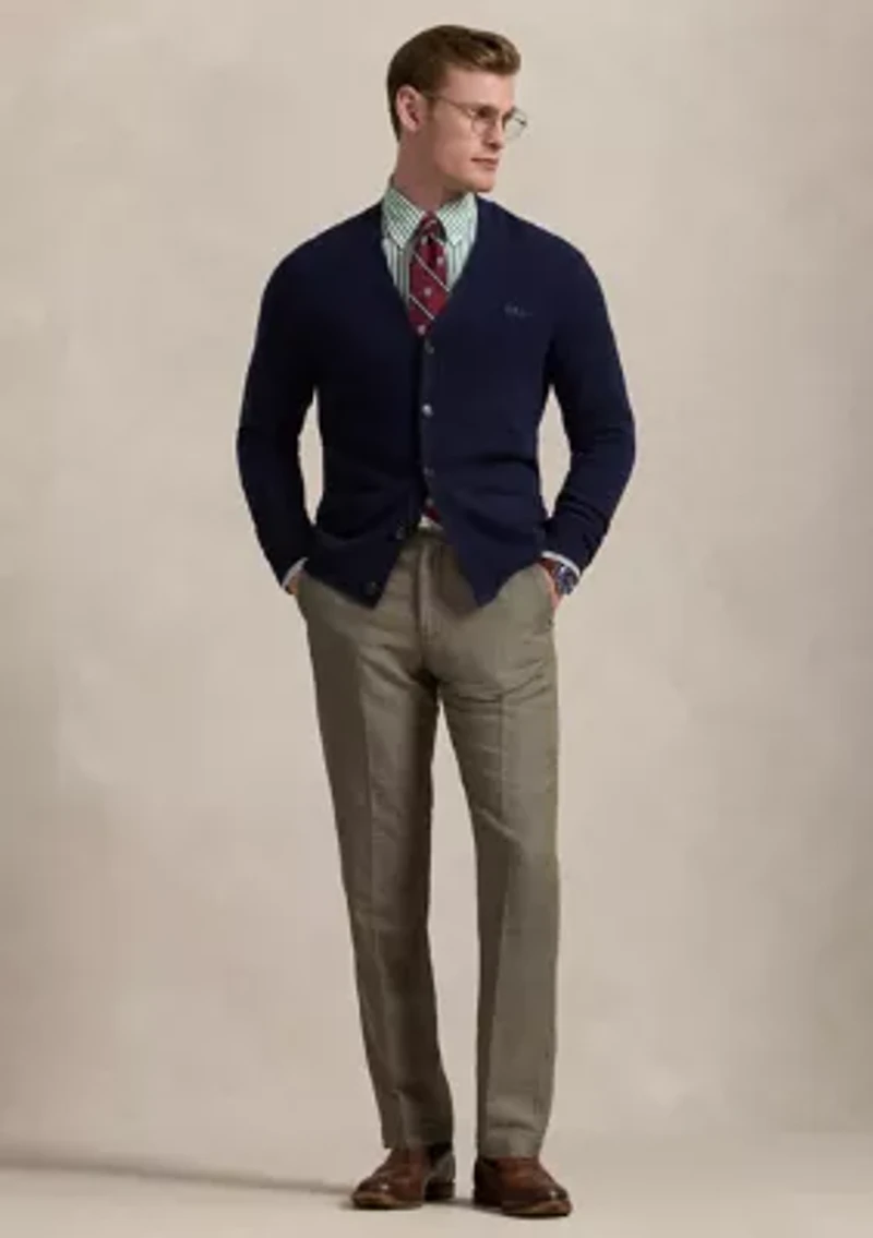Straight Fit Houndstooth Twill Pants