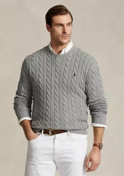 Big & Tall Cable-Knit Cotton Sweater