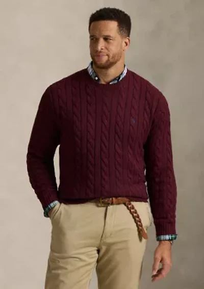 Big & Tall Cable-Knit Cotton Sweater